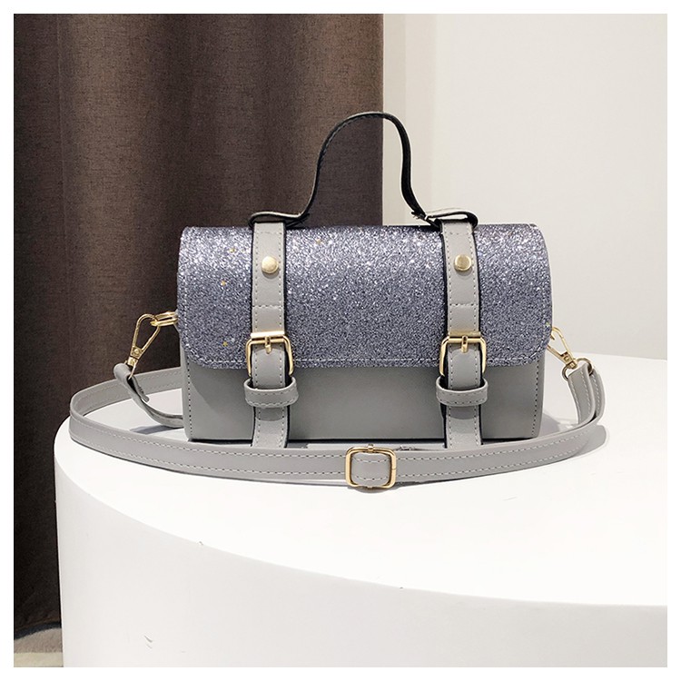 KW80356 Casual Glitter Sling Bag Light Grey