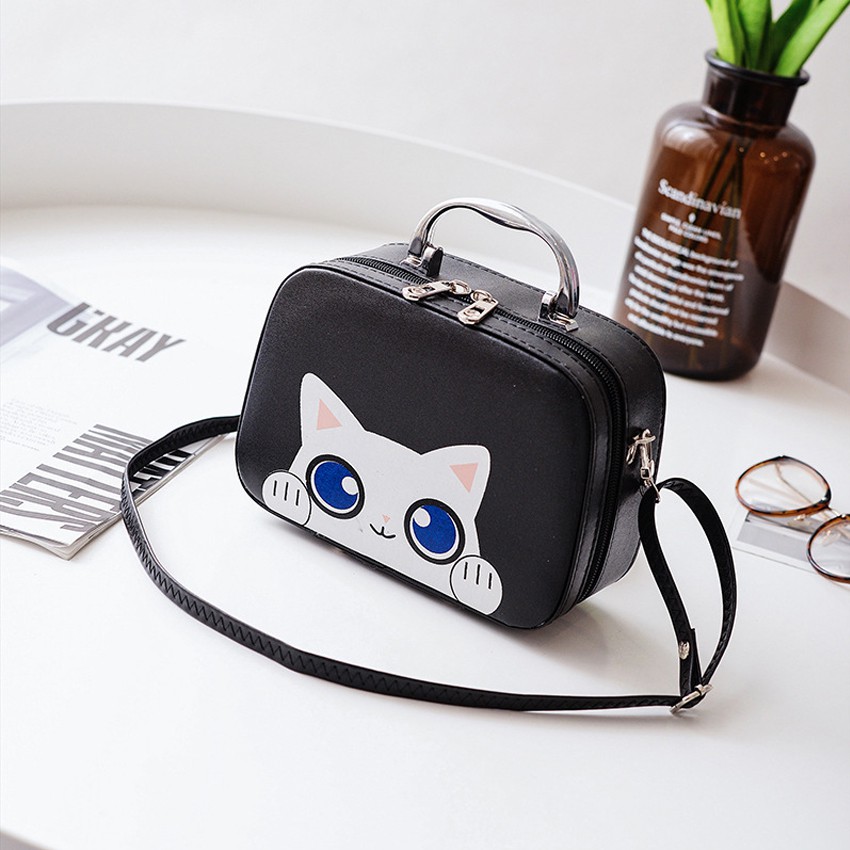 KW80357 Cute Box Sling Bag Black