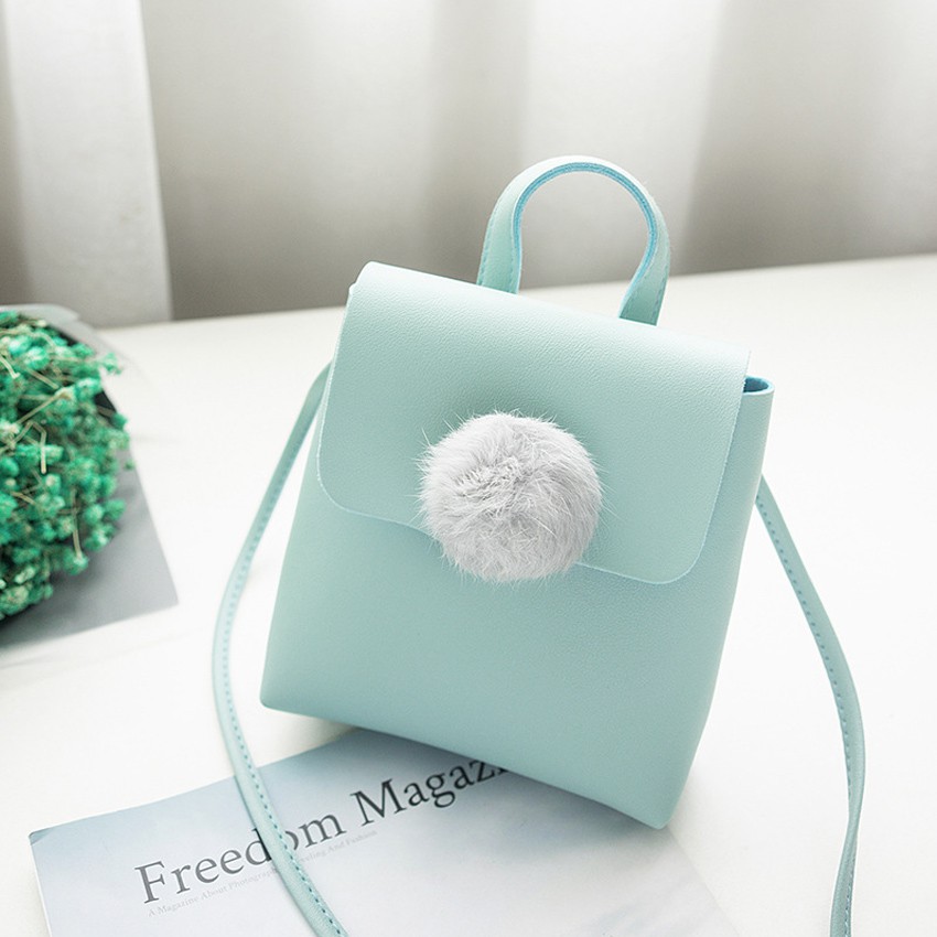 KW80360 Cute Fluffy Shoulder Bag Light Blue