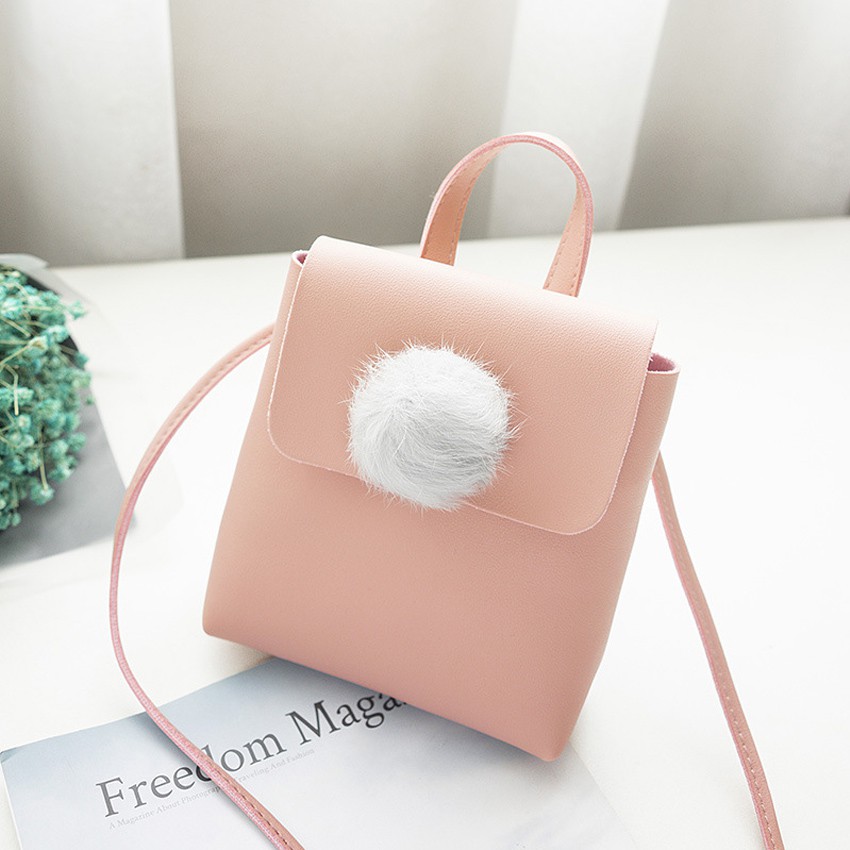 KW80360 Cute Fluffy Shoulder Bag Light Pink