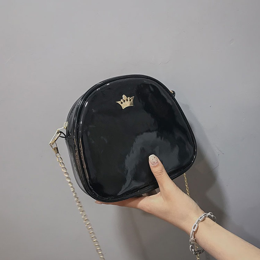 KW80363 Cute Crown Sling Bag Black