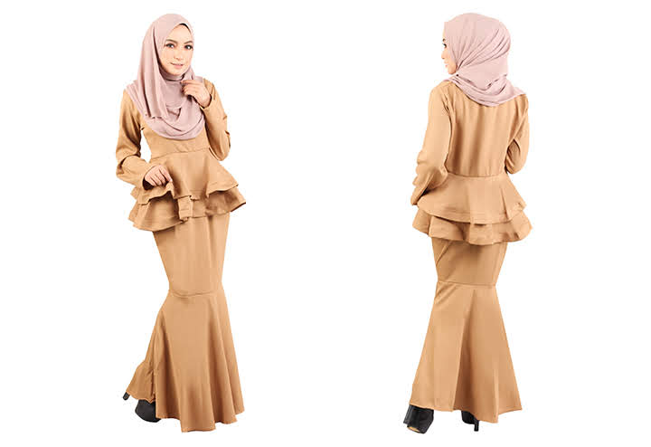 QA-446 Peplum Baju Kurung Brown