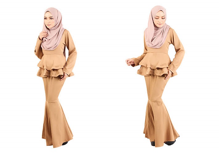 QA-446 Peplum Baju Kurung Brown