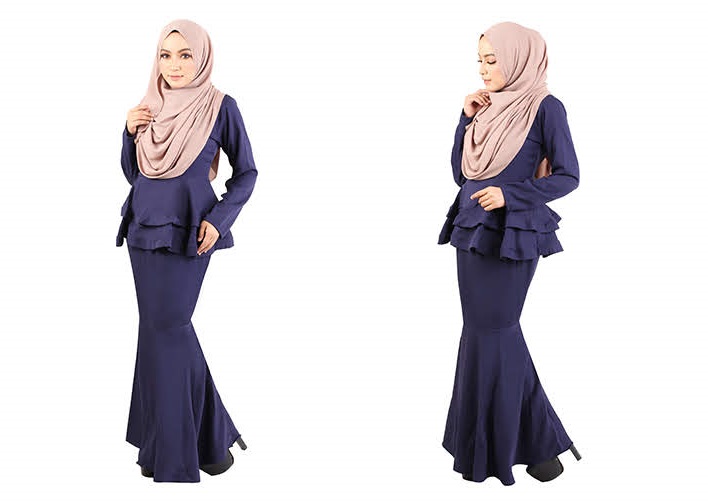 QA-446 Peplum Baju Kurung Navy Blue