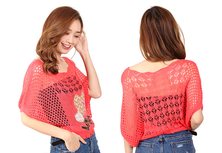 QA-459 Ladies Knit Top Candy Red