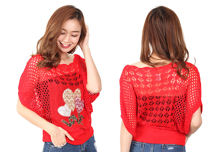 QA-459 Ladies Knit Top Red