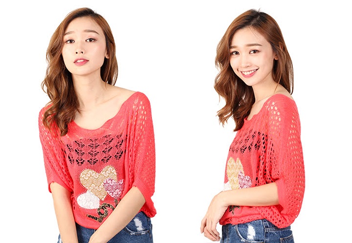 QA-459 Ladies Knit Top Candy Red