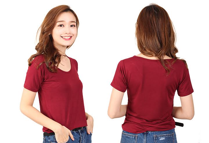 QA-461 Basic Casual T Shirt Maroon