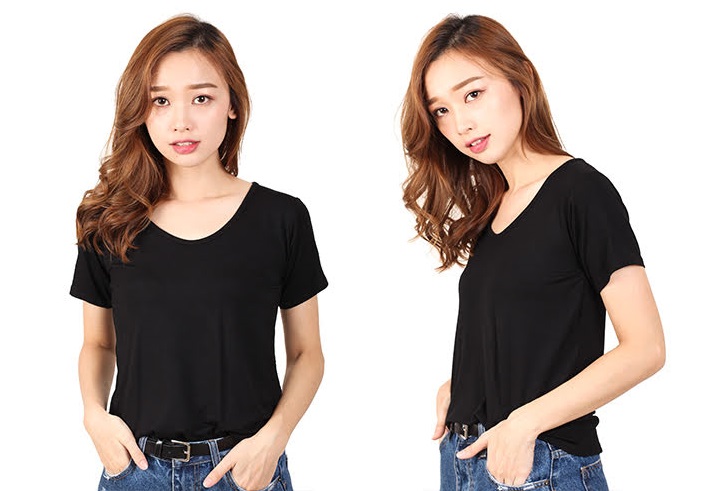 QA-461 Basic Casual T Shirt Black