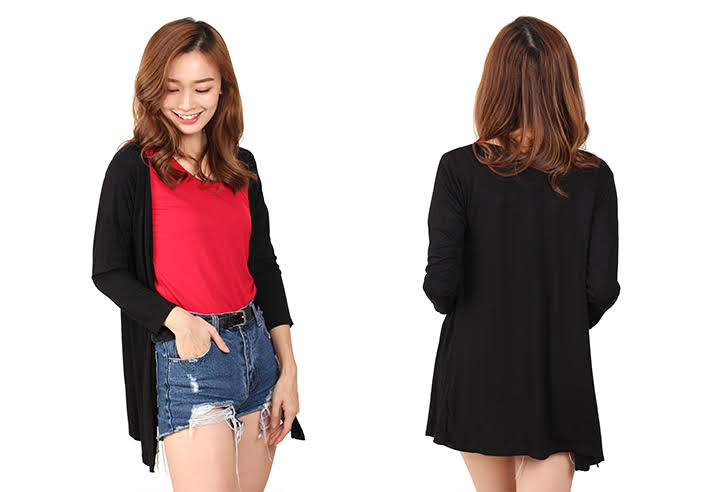 QA-462 Casual Ladies Cardigan Black