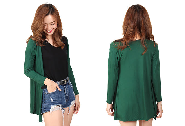 QA-462 Casual Ladies Cardigan Green