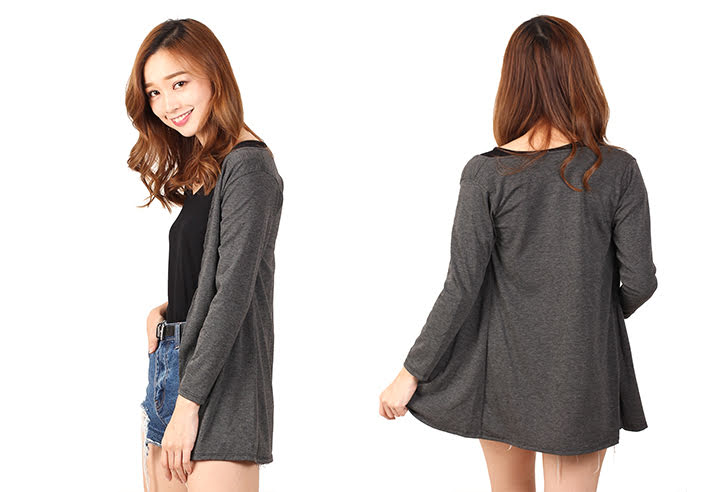 QA-462 Casual Ladies Cardigan Grey