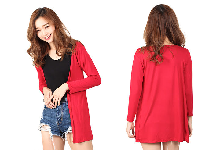 QA-462 Casual Ladies Cardigan Red