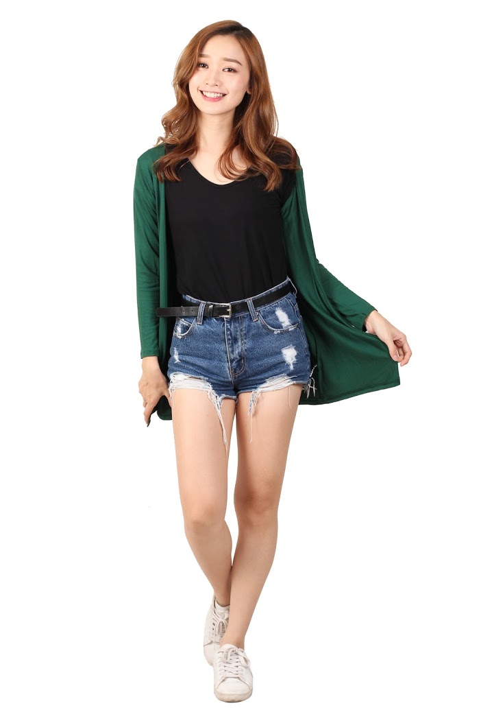 QA-462 Casual Ladies Cardigan Green