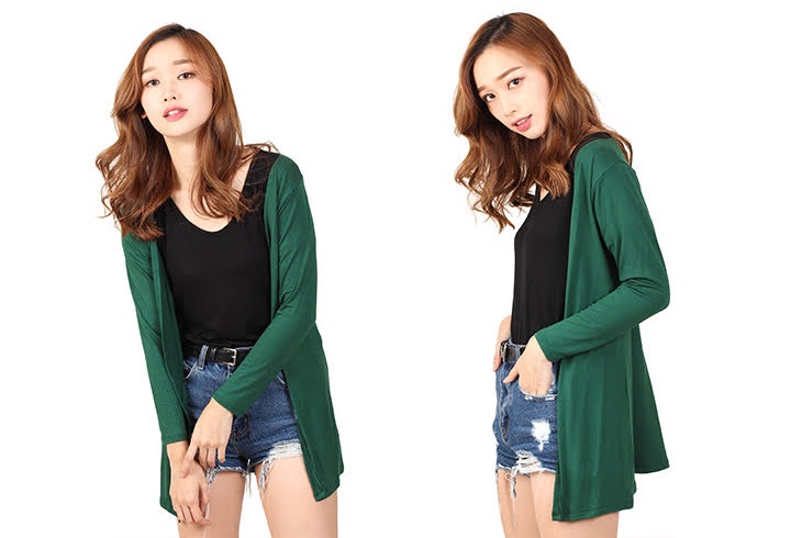 QA-462 Casual Ladies Cardigan Green