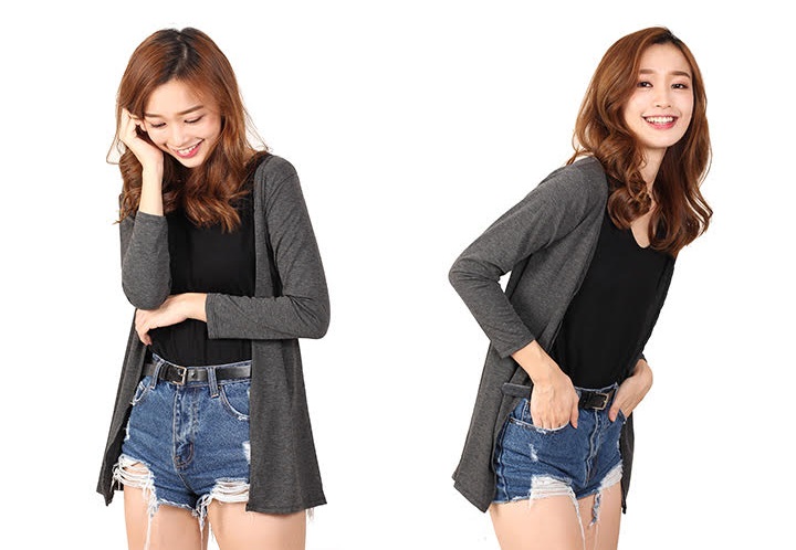 QA-462 Casual Ladies Cardigan Grey