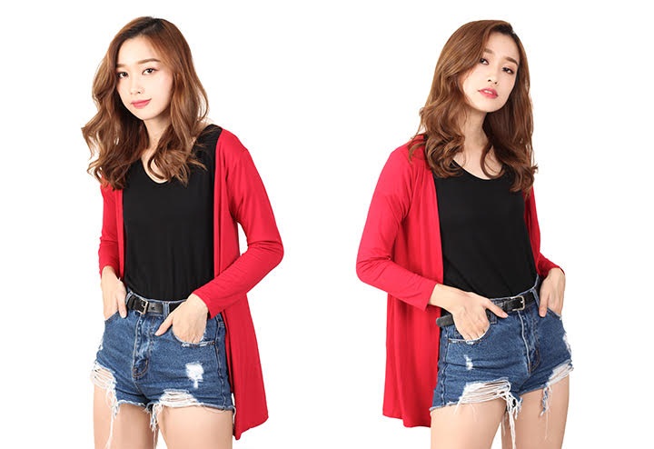 QA-462 Casual Ladies Cardigan Red