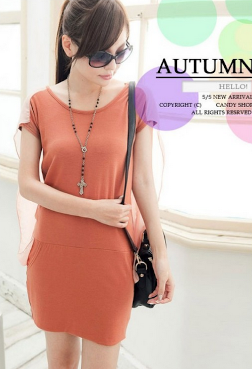 WD21651 Korea Trend Dress Orange