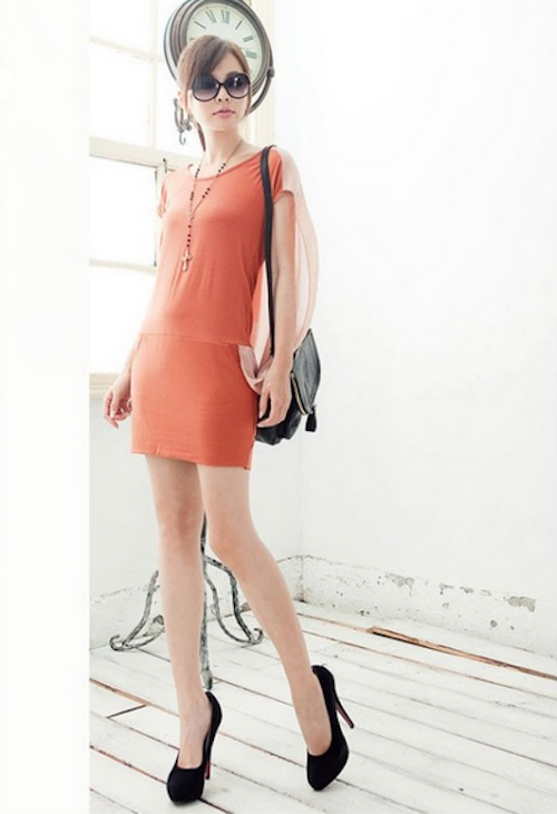 WD21651 Korea Trend Dress Orange