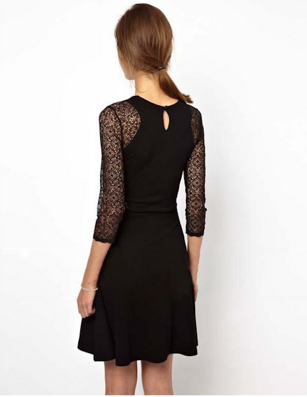 WD21658 Sexy Europe Lace Dress Black