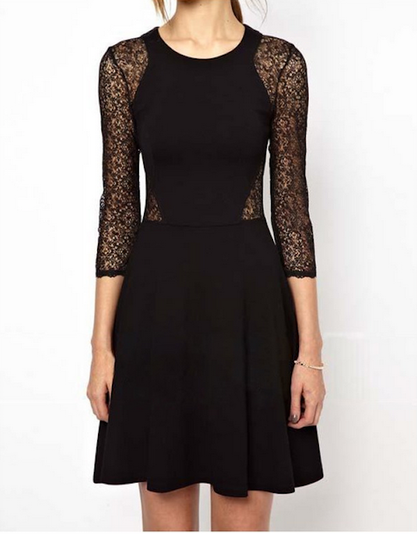 WD21658 Sexy Europe Lace Dress Black