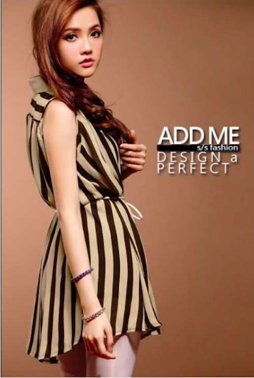 WD21660 Stylish Stripe Dress Brown