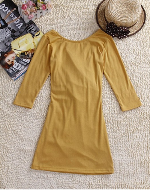 WD21670 V-Neck Hugging Dress Yellow