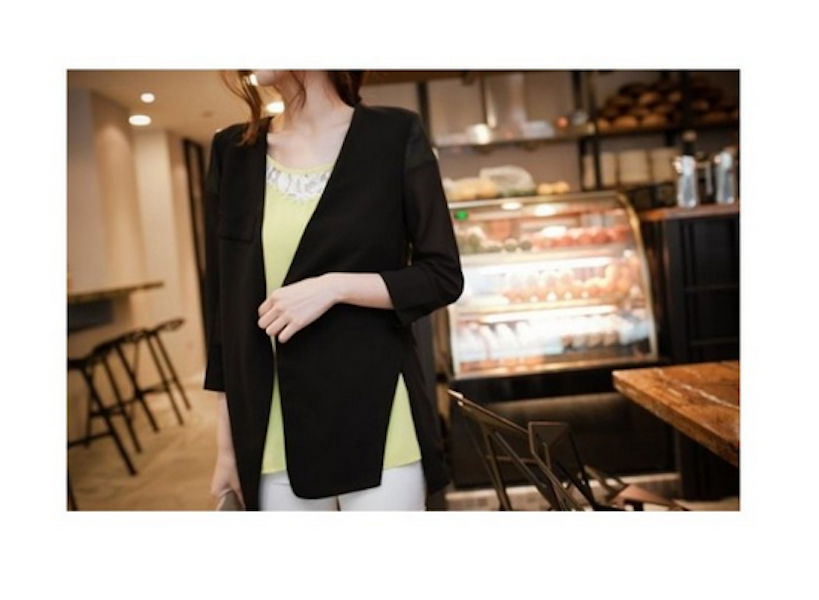 WJ21673 Lovely Chiffon Cardigan Black