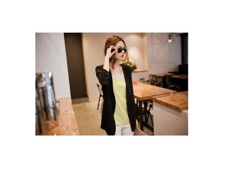 WJ21673 Lovely Chiffon Cardigan Black