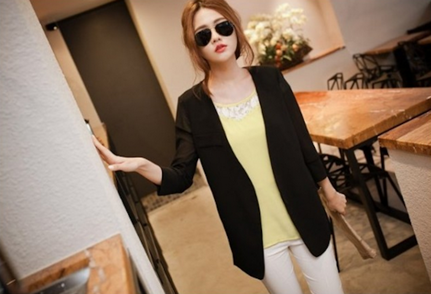 WJ21673 Lovely Chiffon Cardigan Black