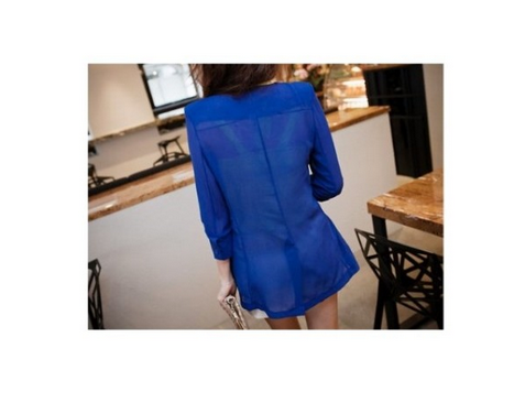 WJ21673 Lovely Chiffon Cardigan Blue