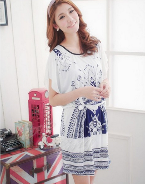 WD21675 Waist Ribbon Dress As Picture