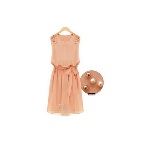 WD21679 European Sleeveless Dress Pink