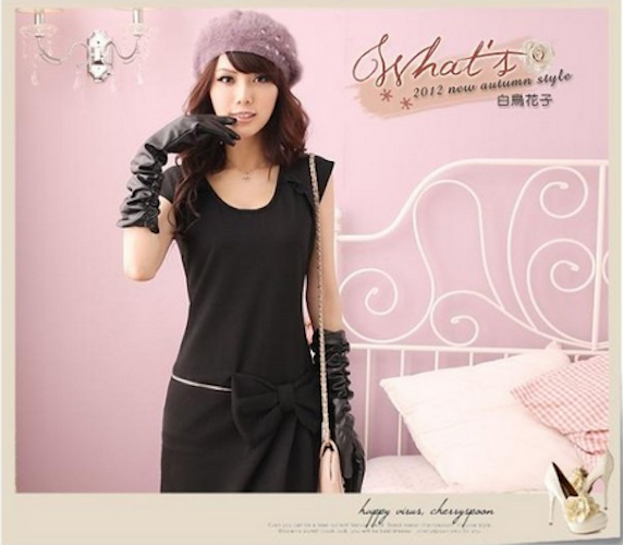 WD21685 Fashion Bow Dress Black