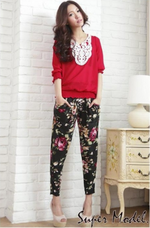 WT21697 Korea Fashion Blouse Red