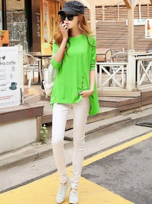 WT21698 Stylish Bright Top Green