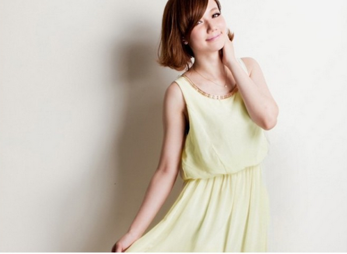 WD21702 Sleeveless Chiffon Dress Almond