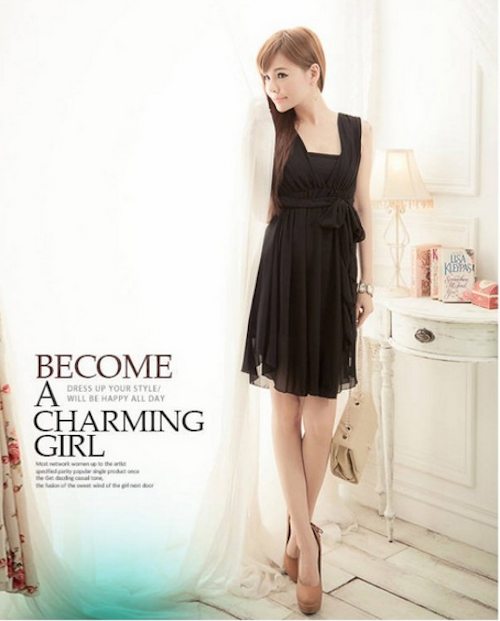 WD21704 Korea Fashion Dress Black