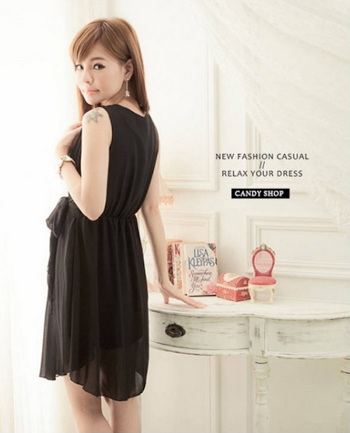 WD21704 Korea Fashion Dress Black