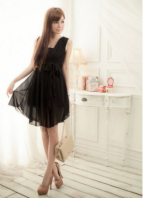 WD21704 Korea Fashion Dress Black