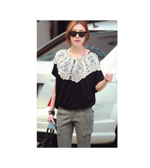 WT21707 Korea Stylish Top Black