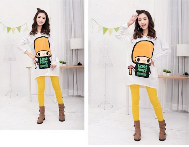 WT21713 Fashion Cartoon Top White