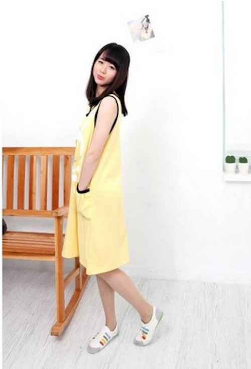 WD21714 Cute Bunny Design Dress Yellow