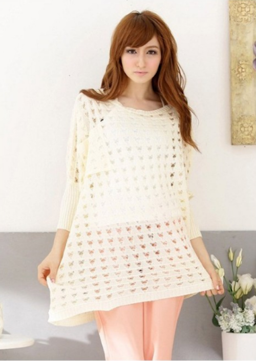 WT21718 Stylish Knit Top Beige