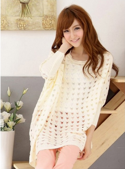 WT21718 Stylish Knit Top Beige