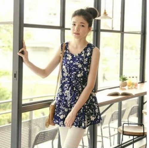 WD21725 Sweet Floral Dress Blue