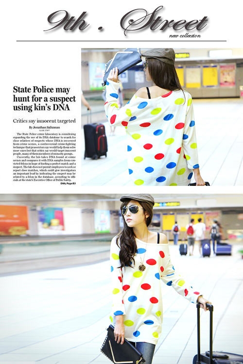 WT7664 Colourful Dot Top White