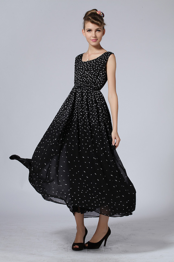 WD7665 Elegant Dress With Cloak Black