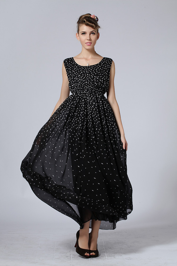 WD7665 Elegant Dress With Cloak Black