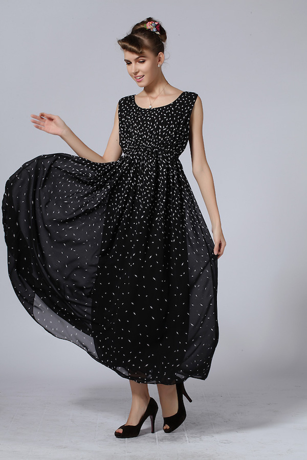 WD7665 Elegant Dress With Cloak Black